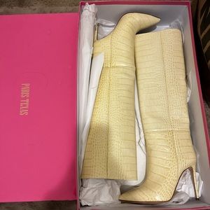 PARIS TEXAS
105mm Croc Embossed Leather Tall Boots